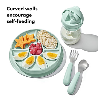 OXO Tot Stick and Stay Suction Divided Plate - Opal