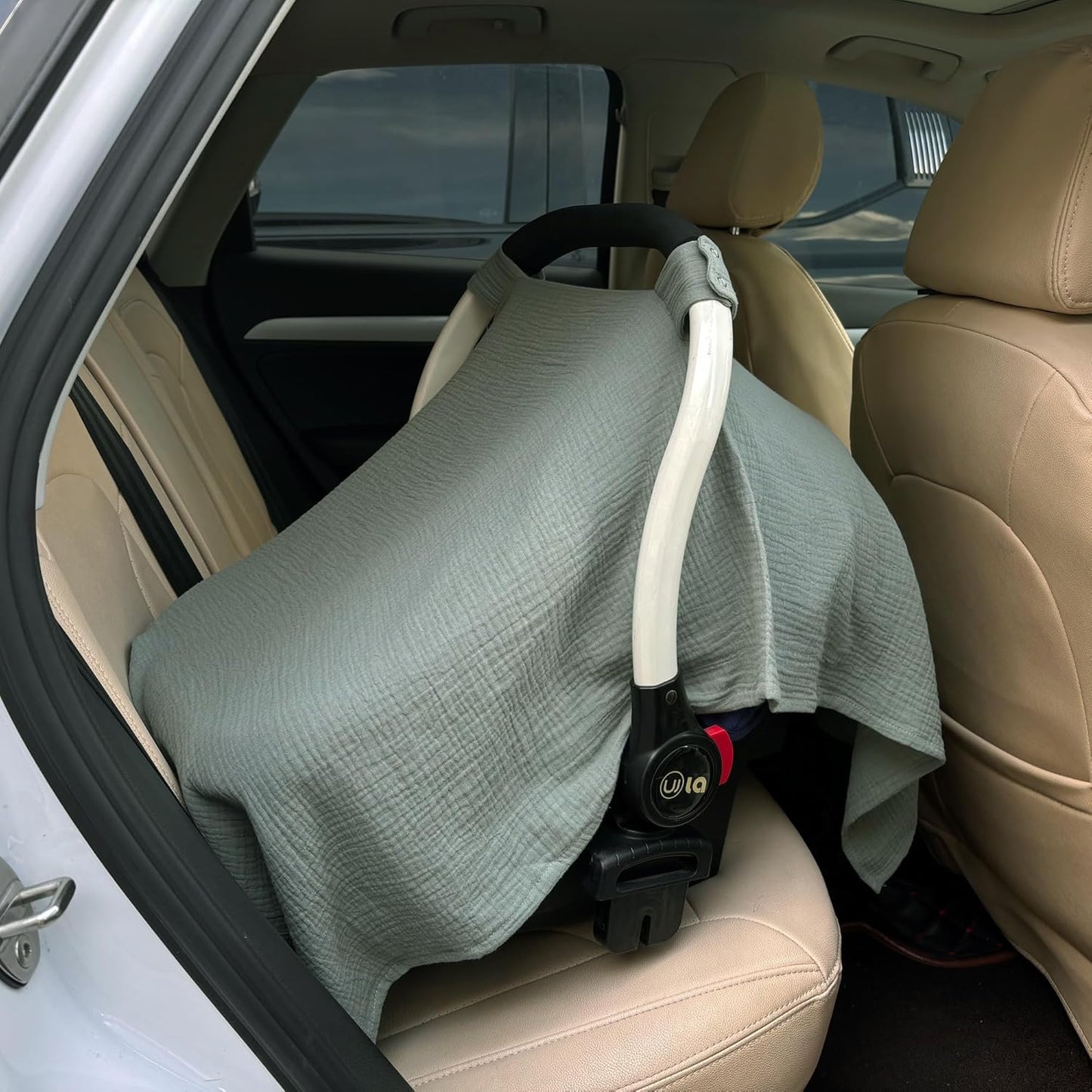 100% Muslin Cotton Car Seat Cover Baby, Carseat Canopy Cover, Universal Fit Stroller Covers for Boys and Girls (Blue)