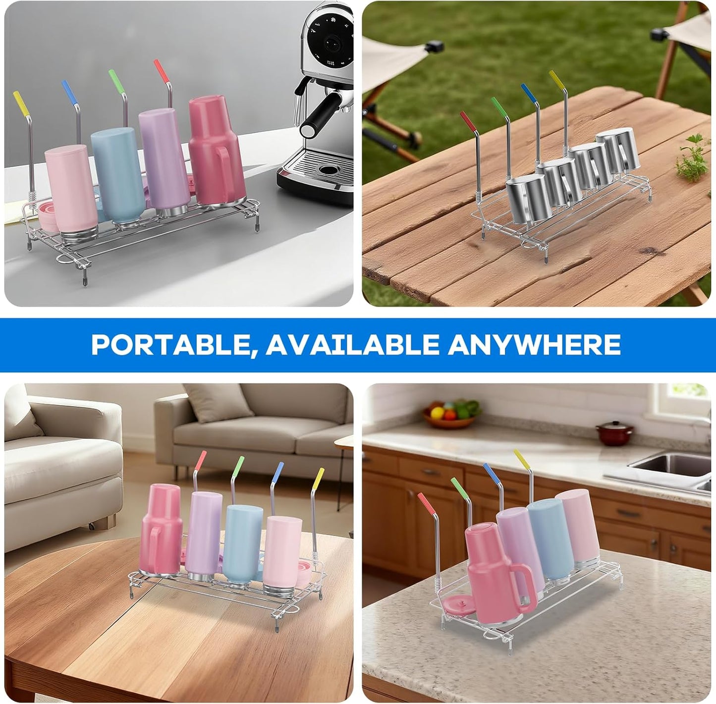 Baby Bottle Drying Rack Organizer Stainless Steel Large Countertop Glass Water Bottle Dryer Holder with Diatomite Stone Quick Dry Easy Clean and Brush Holder