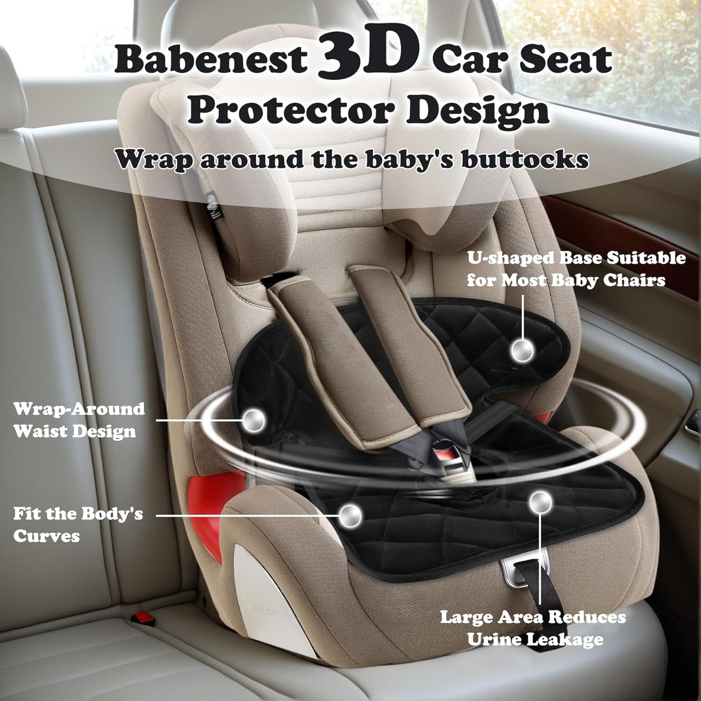 Babenest Car Seat Potty Protector Cover -Waterproof Carseat Training Liner for Baby &Toddler Shower Gift, Dry Piddle Pee Pad with Fun Designs for Strollers & Infant Car Seats (2pcs Pink)