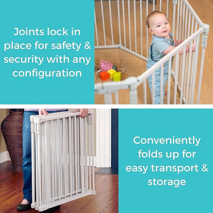 Toddleroo by North States - 3 In 1 Metal Superyard Baby Play Yard: 8 Panel Playpen, Gate, or Extra Wide Fence - Encloses Up to 19 Square Feet - 30 Inches Tall - Taupe