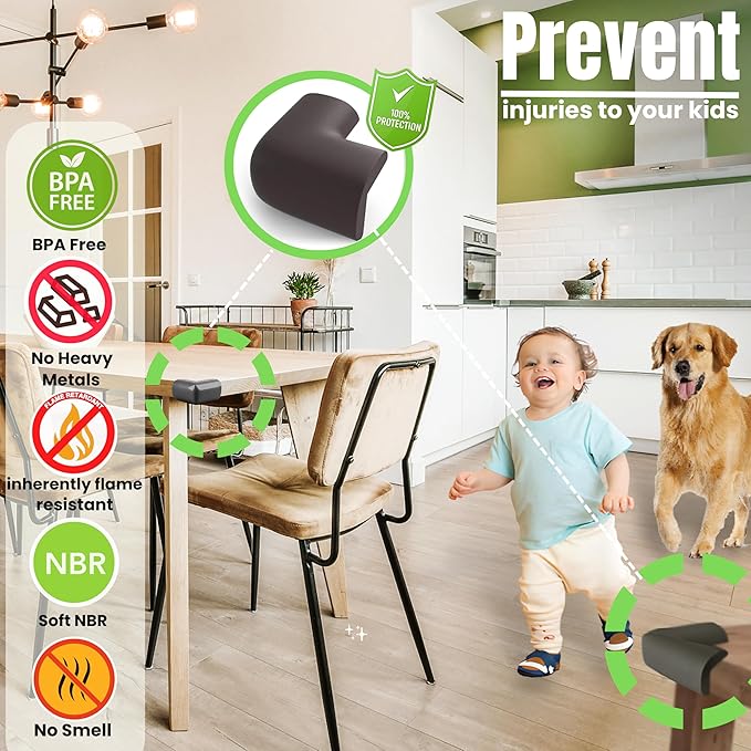Soft Foam Corner Protectors for Baby, Bed Frame Corner Guards, Sharp Edge Desk Furniture Safety Cover Bumpers for Kids, 3M Adhesive Pre-Taped Rubber Padding Cushion (Black, 8 Pack)