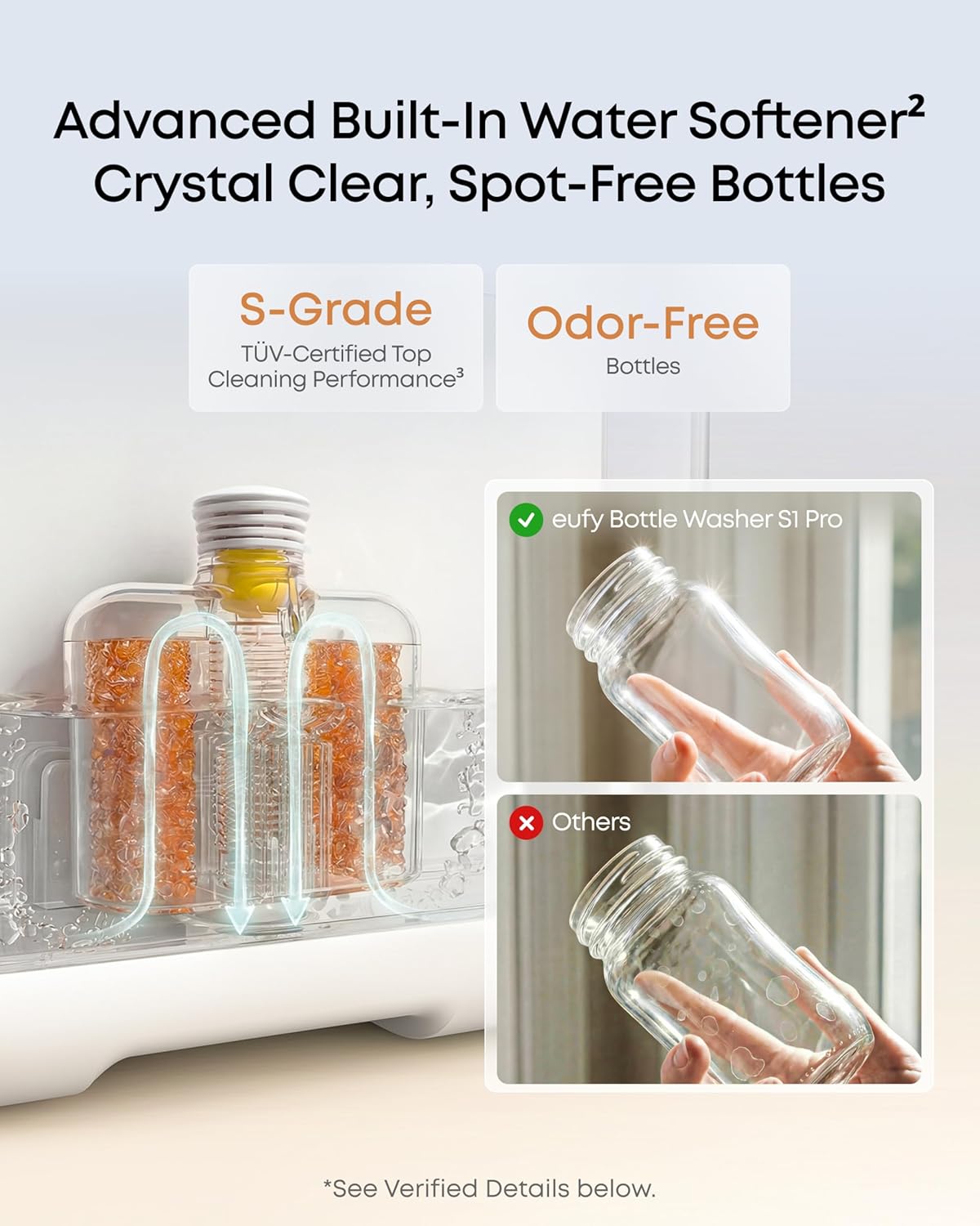 eufy Bottle Washer S1 Pro, Built-in Water Softener, All-in-One 3D HydroBlast Washer, 212°F Steam Sterilizer & Thoroughly Fast Dryer, Largest 10-Bottle Capacity, Smart App Control, Hands-Free