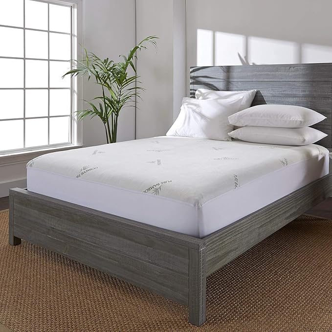 Twin XL Mattress Protector by PURE BAMBOO, Waterproof - Viscose Derived from Bamboo, Breathable, Noiseless Mattress Cover Protects Against Moisture, Spills, Stains (Twin XL)