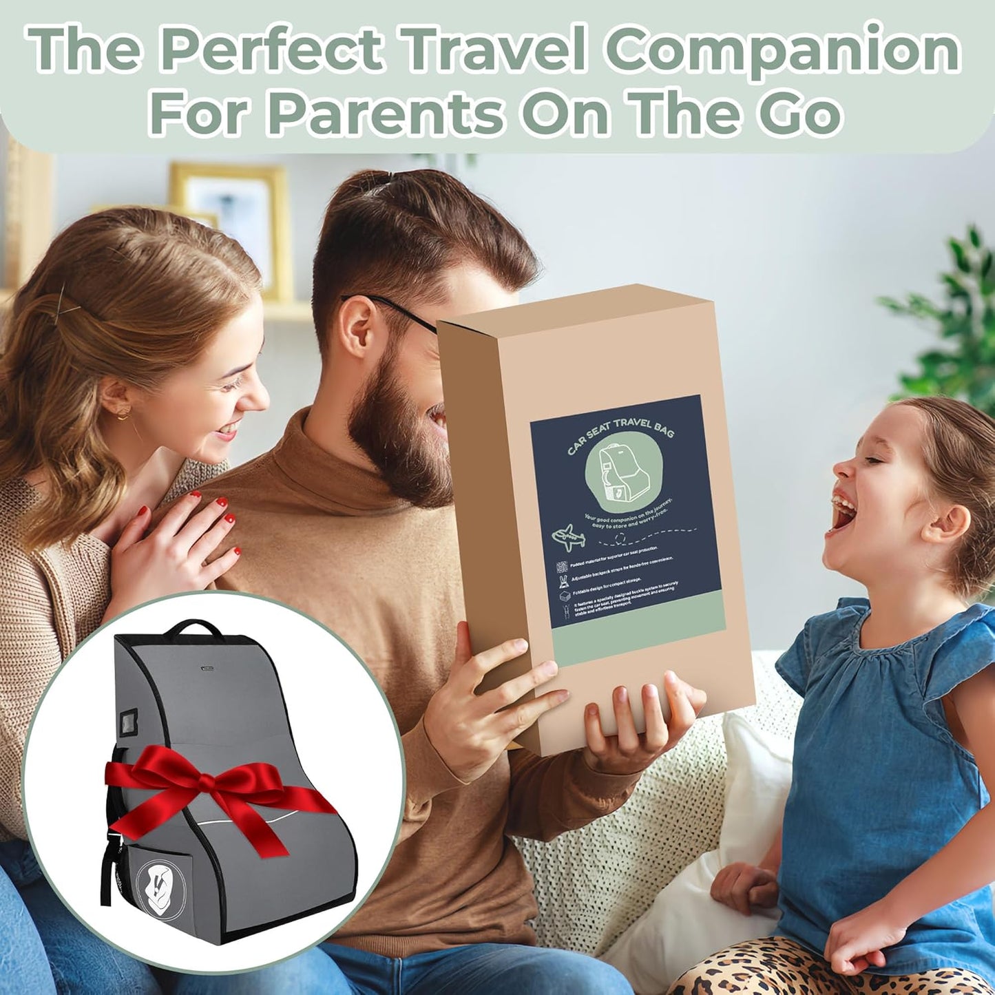 Car Seat Travel Bag for Airplane – Waterproof Heavy Duty Carseat Backpack for Gate Check or Airport Travel – Fits Infant, Convertible & Booster Seats, Black