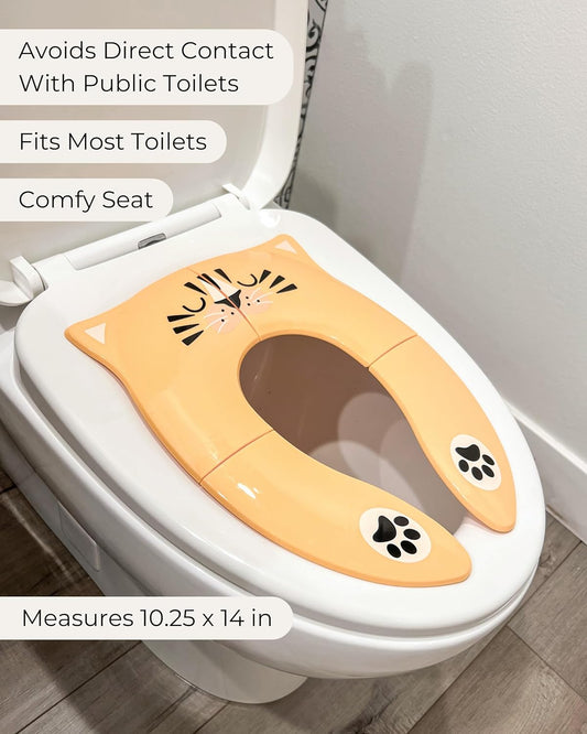 Hippypotamus Travel Potty Seat for Toddler - Folding Potty Training Seat - Portable Toilet Seat Cover for Baby & Kids (PINK Unicorn)