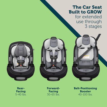 Safety 1st Grow and Go All-in-One Slim Convertible Car Seat, Rear Facing, 5-40 lbs, Forward Facing (30–65 lbs), High Back Booster Seat 40-100 pounds, Alaskan Blue