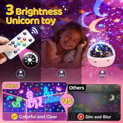 Staryou Unicorn Toys for Girls Age 4-6, [93 Modes+Remote] Toys for 3 Year Old Girl, 3 Timer+3 Brightness Unicorn Gifts for Girls 4-6, 360° Rotate Night Light Projector, 6 Year Old Birthday Gifts