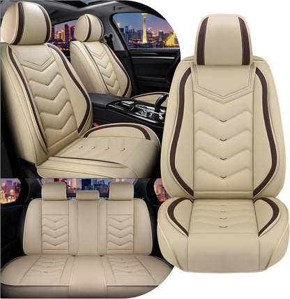 CTDS Car Seat Covers for MINI Convertible 2013-2026, Stylish Sport Seat Covers, Premium Nappa Leather Car Seat Cover. Automobile Seat Covers Sets.(Luxury 5 Seats/Beige)