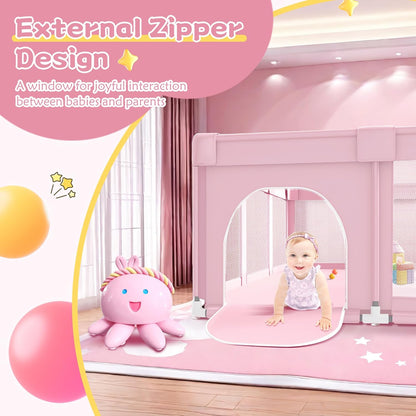 Large Baby Playpen for Babies and Toddlers, Playpen 74×50, Large Baby Play Yards Indoor & Outdoor, Sturdy Safety Baby Play Pen with Soft Breathable Mesh, Toddlers Activity Center with Anti-Slip Base