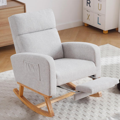 HCHAIRH Rocking Chair Nursery, Nursing Rocking Chairs with Foot Rest for Mom Nursery, Glider Rocker Chair with Footrest and High Backrest for Living Room, Bedroom, Beige