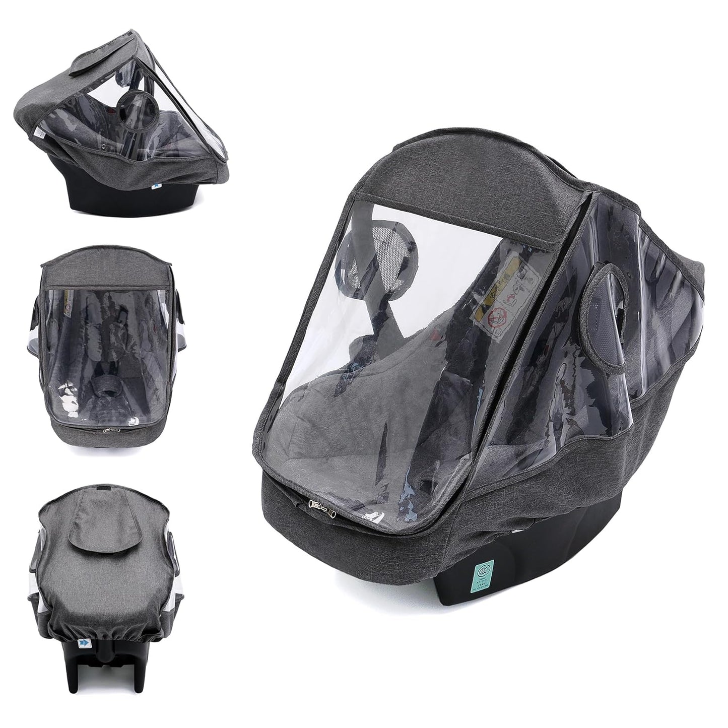Miracle Baby Car Seat Rain Cover, Universal Infant Car Seat Weather Shield with Storage Bag,Waterproof Baby Car Seat Cover with Breathable Ventilation, Baby Travel Accessories (Grey)