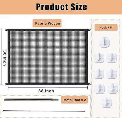 Mesh Dog Gate for Pets, Magic Pet Gate for The House, Portable Indoor Puppy Safety Fence Guard for Stairs and Doorways, Easy Install Anywhere, 38" W x 30" H, 8 Hooks