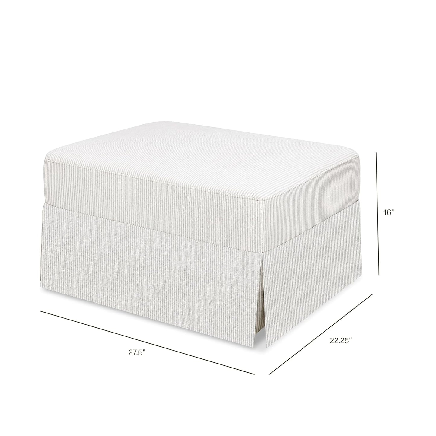 Namesake Crawford Gliding Ottoman in Blue Gingham, Greenguard Gold & CertiPUR-US Certified
