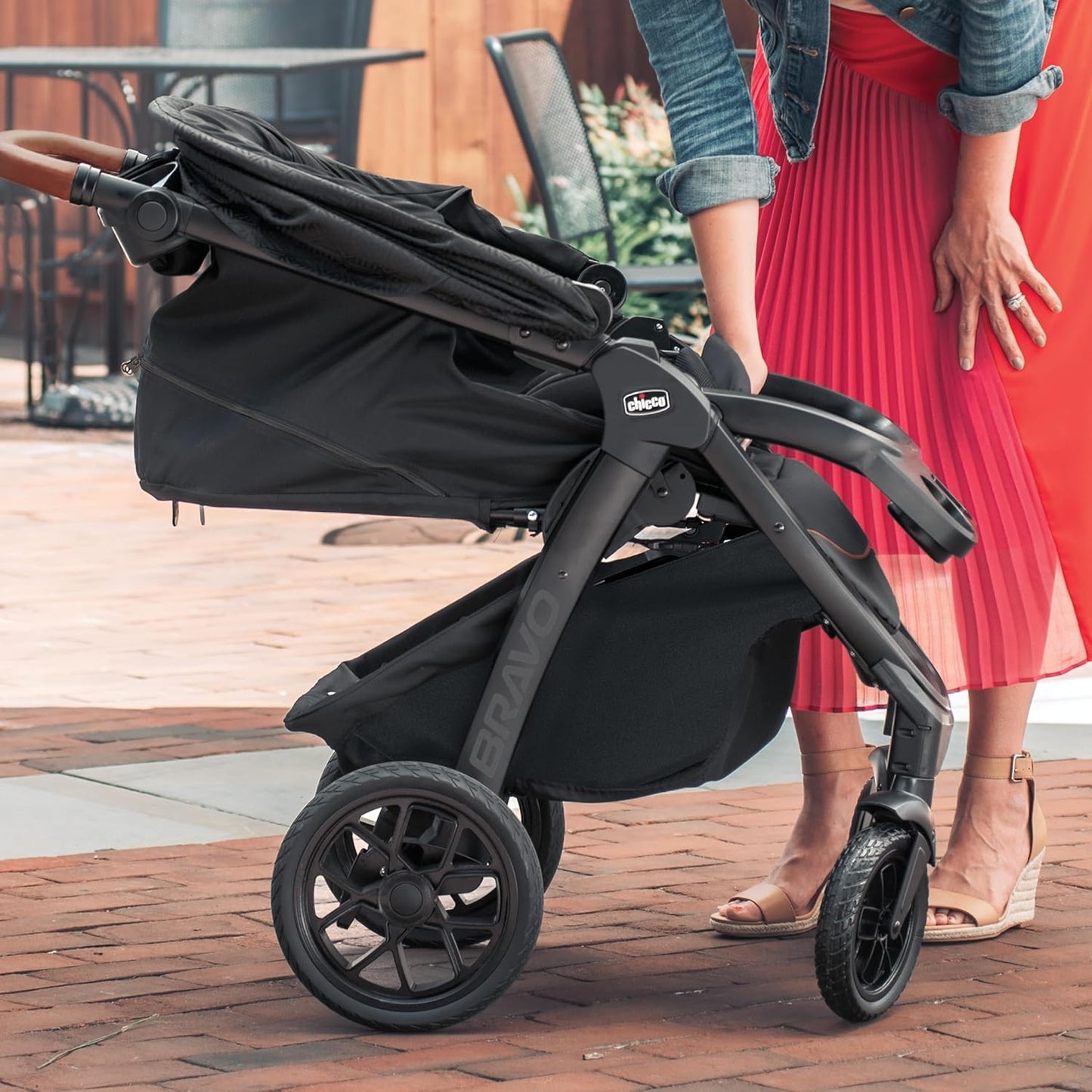 Chicco Bravo LE ClearTex Full-Size Stroller for Babies and Toddlers, UPF-Rated Canopy, GREENGUARD Gold Certified, Lightweight, One-Hand Compact Fold, Pewter/Grey