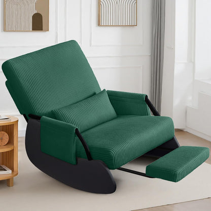FelixKing Rocking Chair Nursery, Low-Seat Glider Chair, Upholstered Rocking Chair with Side Pocket and Foot Rest, Comfortable Modern Accent Armchair Recliner for Mom Nursery Living Room Bedroom Beige