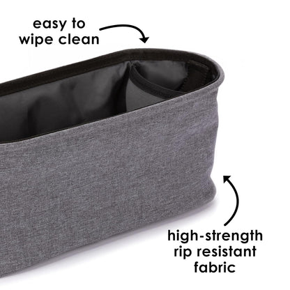 Diono Buggy Buddy Universal Stroller Organizer with Cup Holders, Secure Attachment, Zippered Pockets, Safe & Secure, Gray