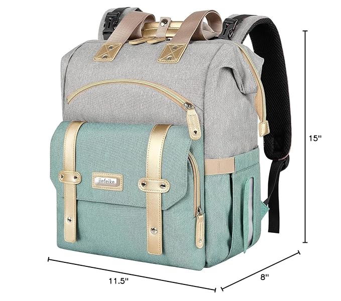 Jiefeike Diaper Bag Backpack,Dad Mom Travel Backpack Diaper Bag for Baby Boys Girls,Insulated Pockets Portable Baby Nappy Bags RFID Anti-Theft Water-Resistant Pocket Stroller