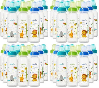 Classic Prints Polypropylene Bottles for Baby, Infant and Newborn - Blue/Green/Teal, 8 Ounce (Pack of 12)