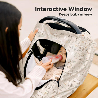 KeaBabies Winter Car Seat Cover Baby, Newborn - Universal Fit Infant Carseat Covers Baby Girl, Boy, Breathable, Lightweight Blanket, Easy to Use Stroller Canopy, Rain, Wind, Sun Shade (Laurel)