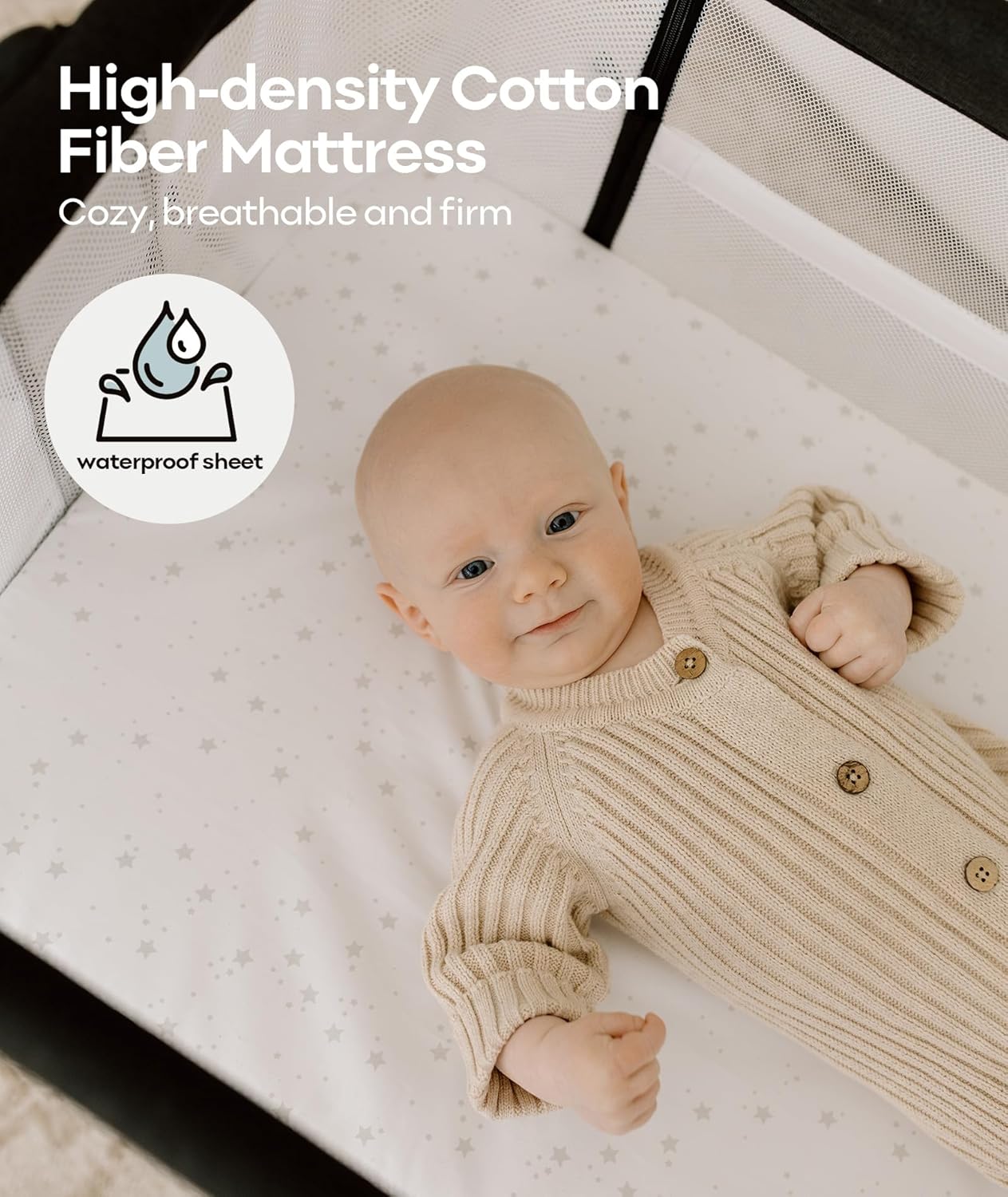 Fodoss Baby Bassinets Bedside Sleeper - 3-in-1 Baby Bassinet with Wheels, Soft Mattress, Storage Tray, Full-Mesh Sides, 7-Height Adjustable Crib for Newborns