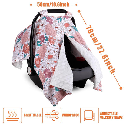Metplus 2 in 1 Baby Car Seat Cover, Car Seat Canopy for Babies, Mom Multiuse Nursing Cover, Minky Baby Carrier Covers, Newborn Boy Girl, Peekaboo Opening