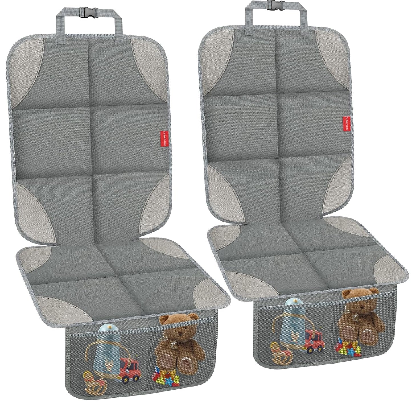 Car Seat Protector, Carseat Seat Protectors with Thick Padding and Upgraded Non-Slip Backing, Waterproof Seat Protector under Baby Car Seat, 600D Fabric Car Seat Covers with Storage Pockets for Baby
