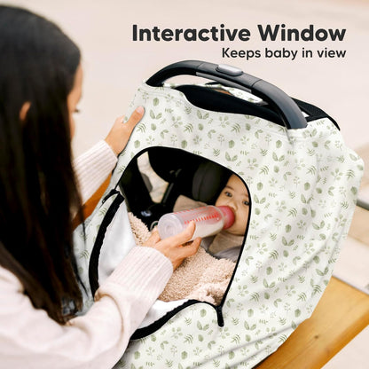KeaBabies Winter Car Seat Cover Baby, Newborn - Universal Fit Infant Carseat Covers Baby Girl, Boy, Breathable, Lightweight Blanket, Easy to Use Stroller Canopy, Rain, Wind, Sun Shade (Laurel)