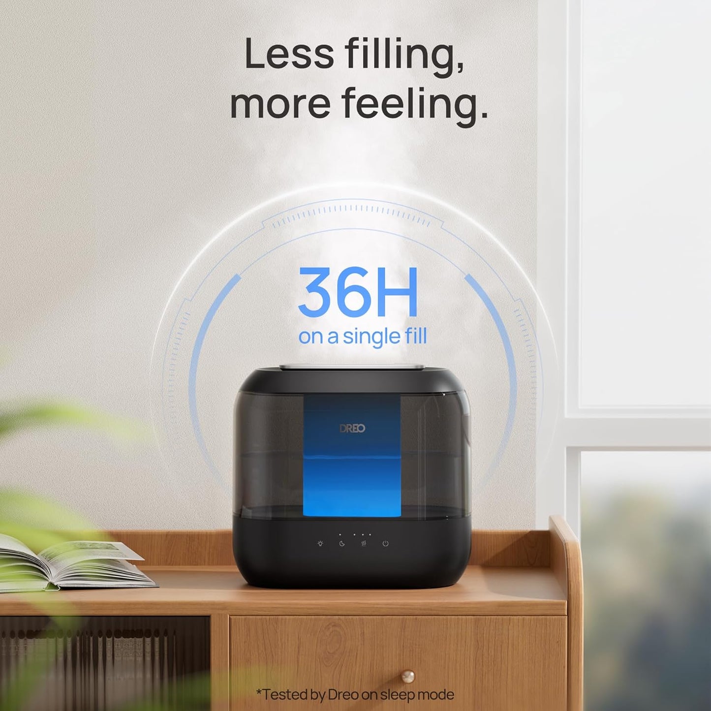 Dreo Humidifiers for Bedroom, 4L Top Fill for Large Room, 36H Runtime, 28 dB Quiet Supersized Cool Mist Air Humidifier for Baby Nursery, Plants, Indoor, Night Light, Easy to Clean & Fill, White