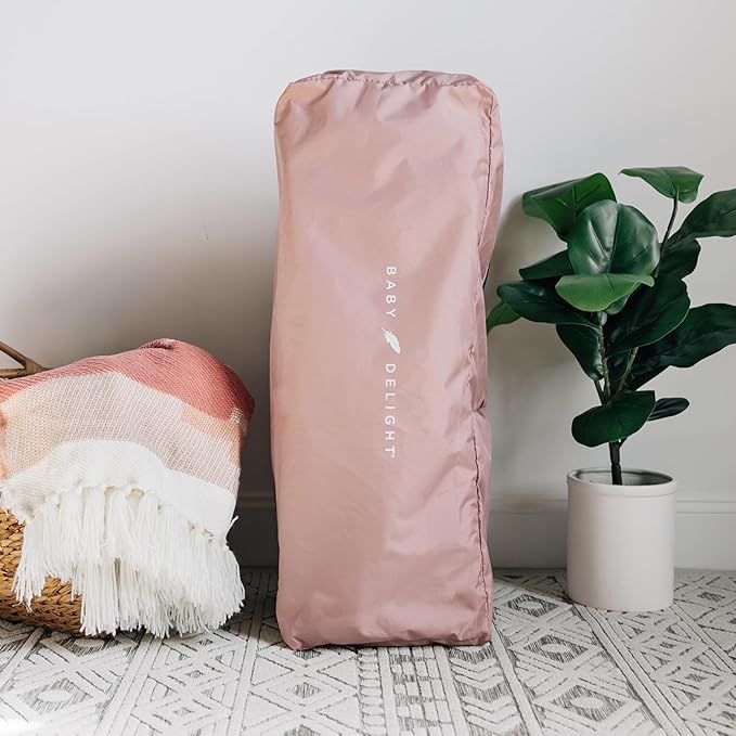 Baby Delight Lunaire Full Size Crib | Breathable Mesh Baby Crib | Tool-Free Assembly Baby Bed | 100% GOTS Certified Organic Cotton Fabric | Organic Rose