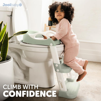 Jool Baby Potty Training Seat with 2 Step Ladder for Toddlers - Splash Guard, Adjustable Height (Gray)