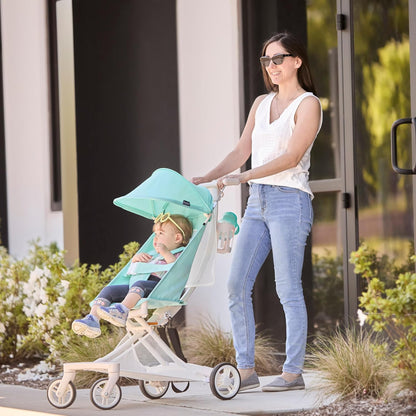 Evolur Roamer Ultra Lightweight Stroller, Compact One-Hand Self-Standing Fold Travel Stroller with 5-Point Safety Harness, Adjustable Sun Canopy, 360° Rotating Wheels with Cup Holder - Red