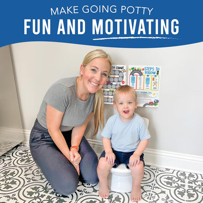Hadley Designs Potty Training Chart for Toddlers Boys -10 Sticker Potty Chart for Toddlers Boys, 8.5x11" Potty Training Sticker Charts for Toilet Success, Monster Truck Toddler Reward Chart for Kids