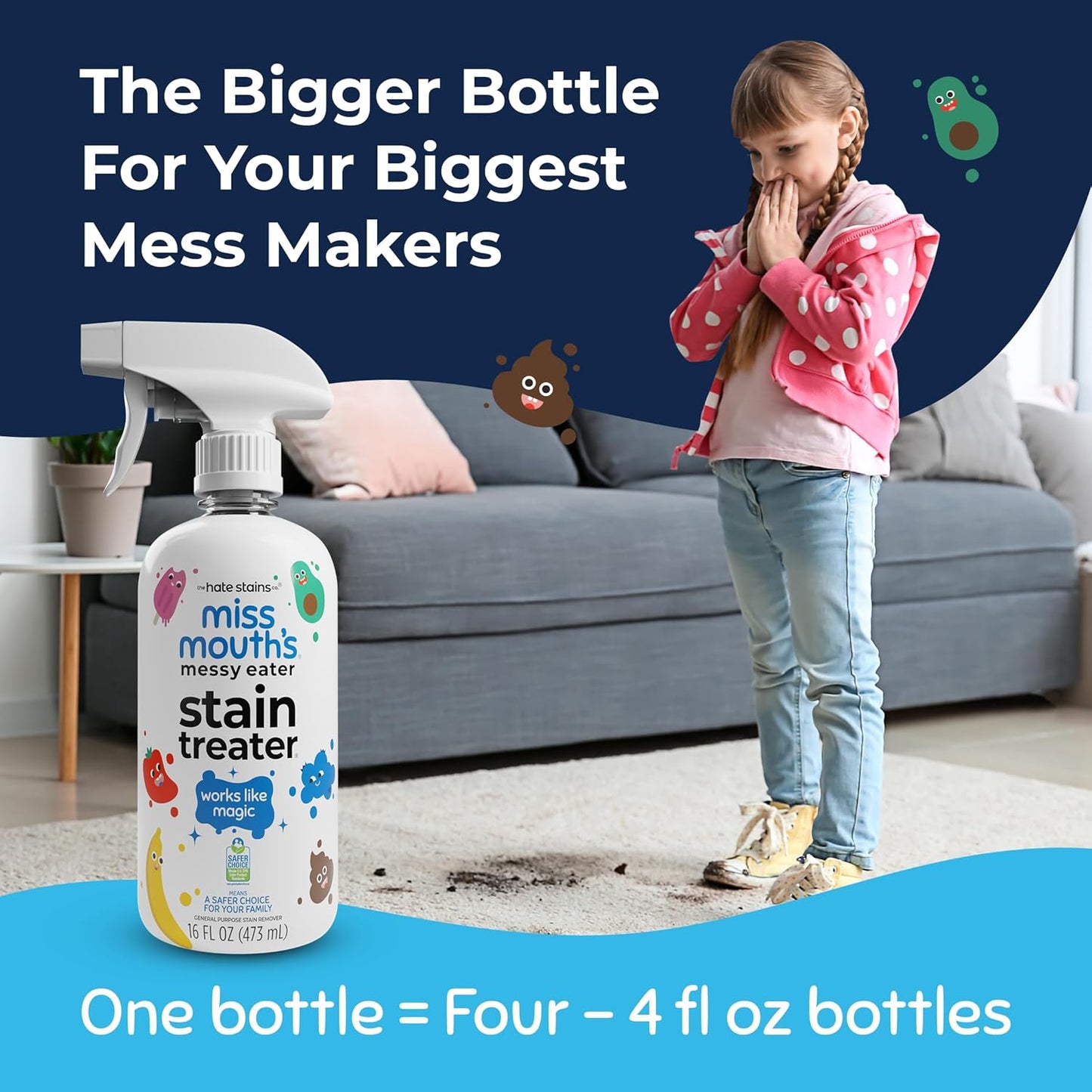 Miss Mouth's Messy Eater Stain Treater Spray - 4oz Stain Remover - Newborn & Baby Essentials - No Dry Cleaning Food, Grease, Coffee Off Laundry, Underwear, Fabric