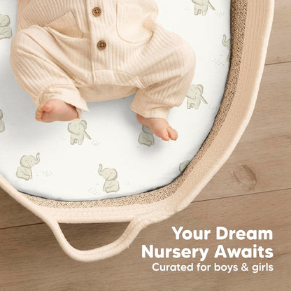 2-Pack Baby Bassinet Sheets Girl, Boy - 33x17 Viscose Derived from Bamboo Bedside Mattress Fitted Bassinet Sheets, Compatible with Halo Bassinest Swivel Sleeper, Baby Delight, Graco (Pecan)