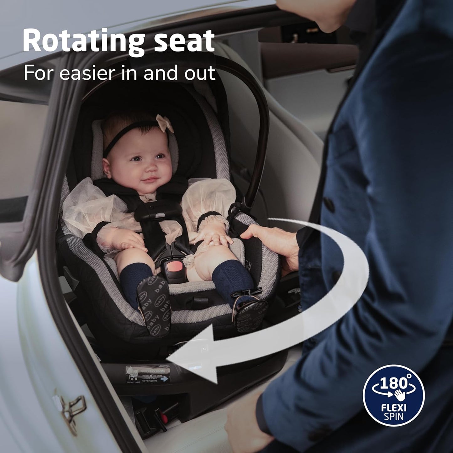 Maxi-Cosi Peri 180 Rotating Infant Car Seat, Baby Car Seat Rotating Carseat, Swivel Car Seat, Onyx Wonder