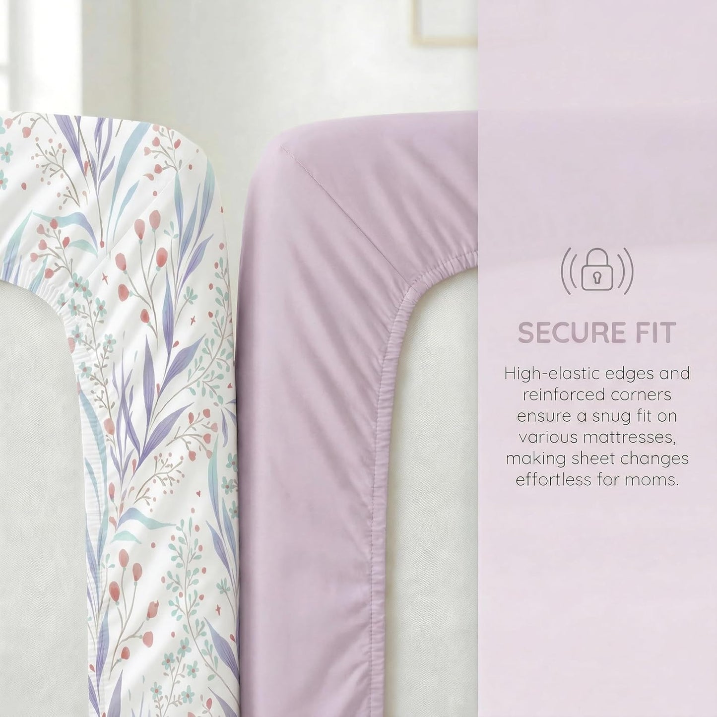 4 Pack Bassinet Sheets (19" x 33"), Compatible with Baby Delight, BabyBond, Dream On Me and Most Rectangle Bedside Sleeper Bassinet Mattress, Soft and Skin-Friendly, Mint Green and Color Rainbow