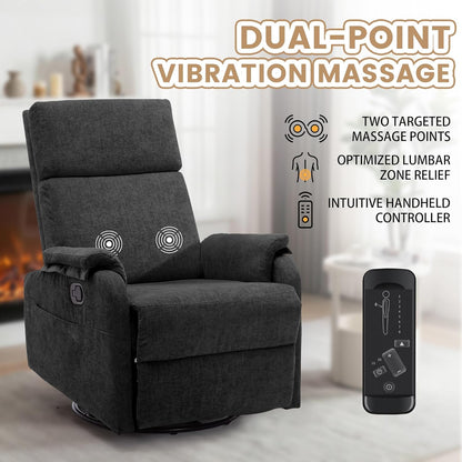 Korser Recliner Chair, Swivel Rocking Recliner Chair for Adults, Glider Rocking Chair, Small Nursery Chair Recliner for Living Room, Reclining Chair with Modern-Designed Armrests, Chenille, Beige