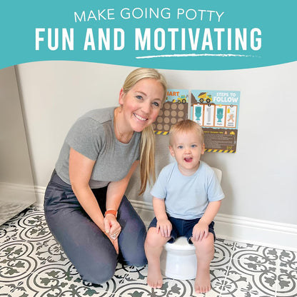 Hadley Designs Potty Training Chart for Toddlers Boys -10 Sticker Potty Chart for Toddlers Boys, 8.5x11" Potty Training Sticker Charts for Toilet Success, Monster Truck Toddler Reward Chart for Kids