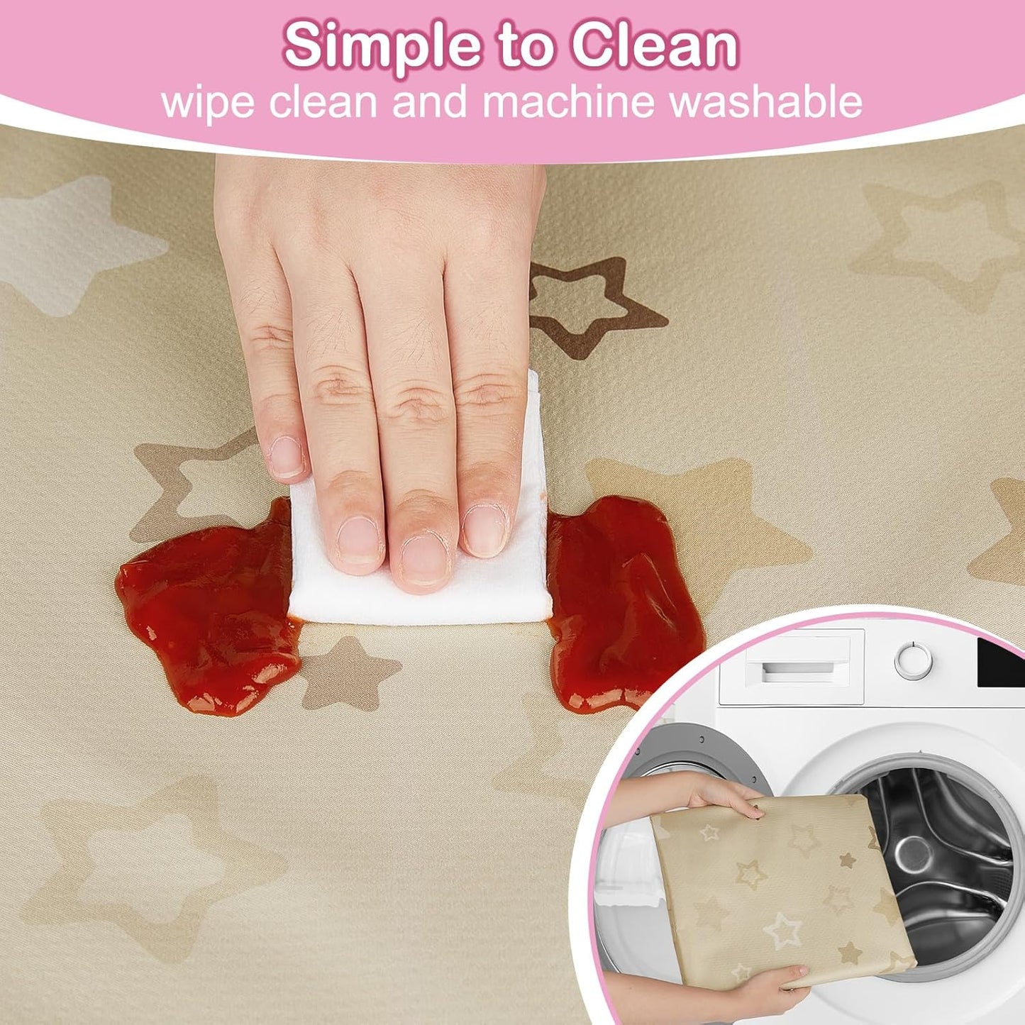 Basumee Splat Mat High Chair Mat Waterproof Baby Play Splat Mat for Under High Chair Food Catcher Highchair Mat for Floor Non Slip Bottom, Pink Rainbow, 46x42 Inches