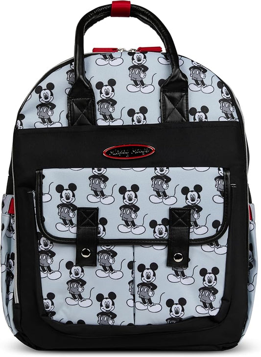 Disney Diaper Bag Backpack with Changing Pad Mickey Mouse – 16” Nylon Baby Bag for Parents, Insulated Bottle Holders, Multiple Storage Pockets
