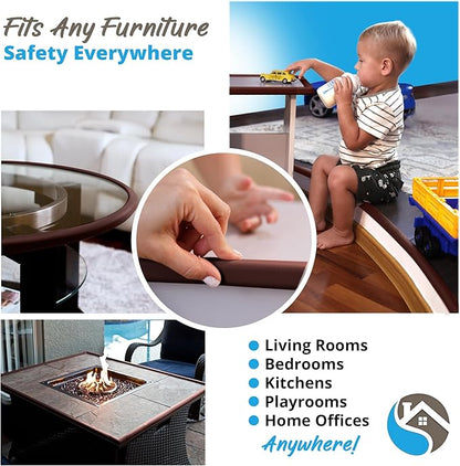 Premium 12ft Edge Protector for Baby, Odorless & Waterproof Foam Cushion with 3M Adhesive Tape, Non-Toxic to Baby Proof Corners and Edges, Wall Corner Protector & Desk Edge Cushion Brown