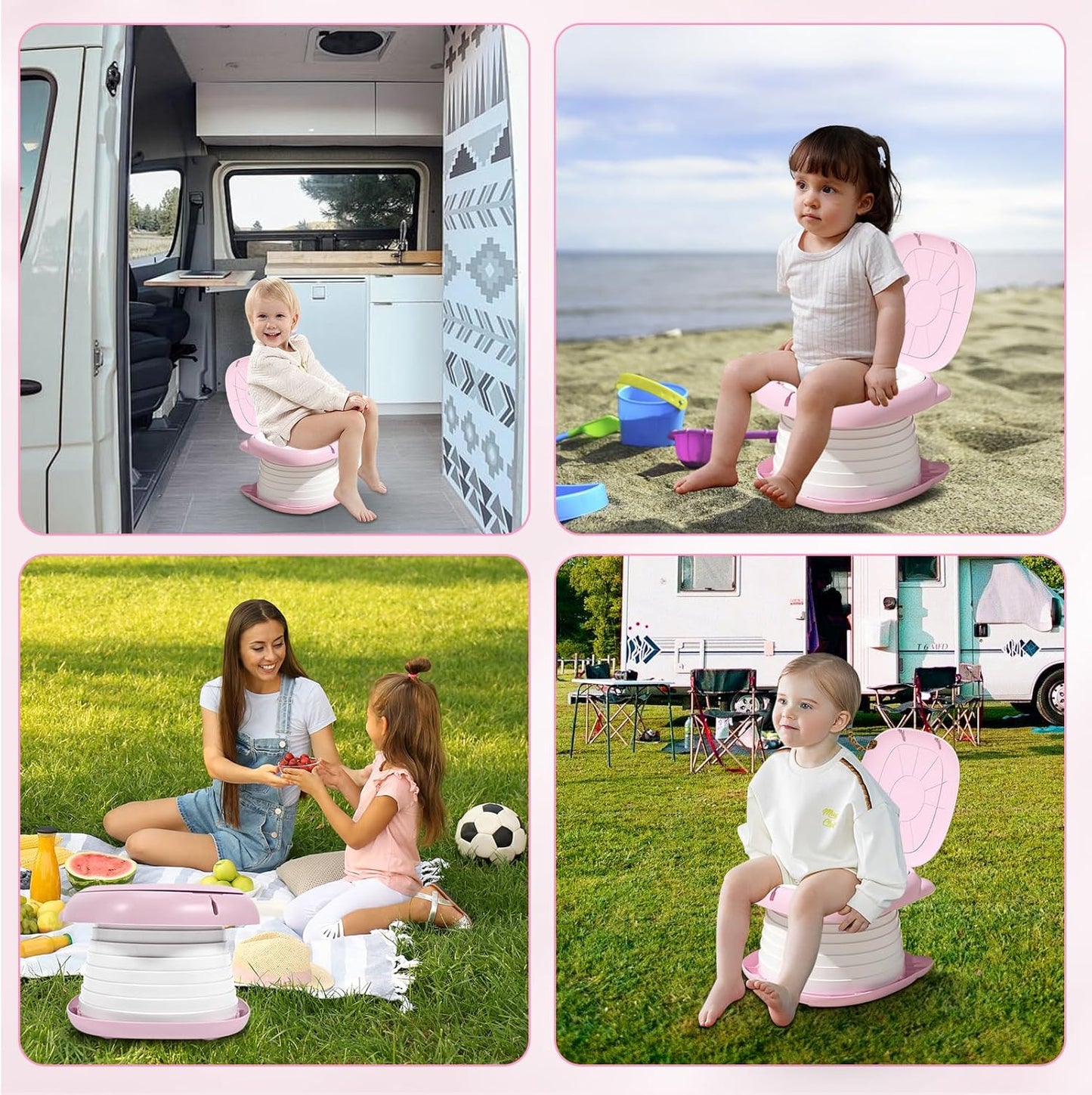 Portable Potty Chair for Toddlers with Splash-Proof Design, Foldable Travel Potty with Bag & 30 Refills - Kids Toilet for Car, Camping, Indoor - Easy Clean Baby Potty Training Seat(Red-blue)