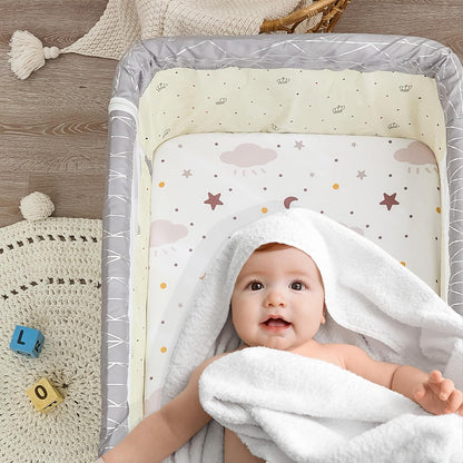 4 Pack Baby Bassinet Sheets - 35"x20" Bedside Bassinet Sheets for Newton, Ezebaby, AMKE & Other Large Bedside Sleeper | Ultra Soft & Skin Friendly Bassinet Fitted Sheets for Boys Girls