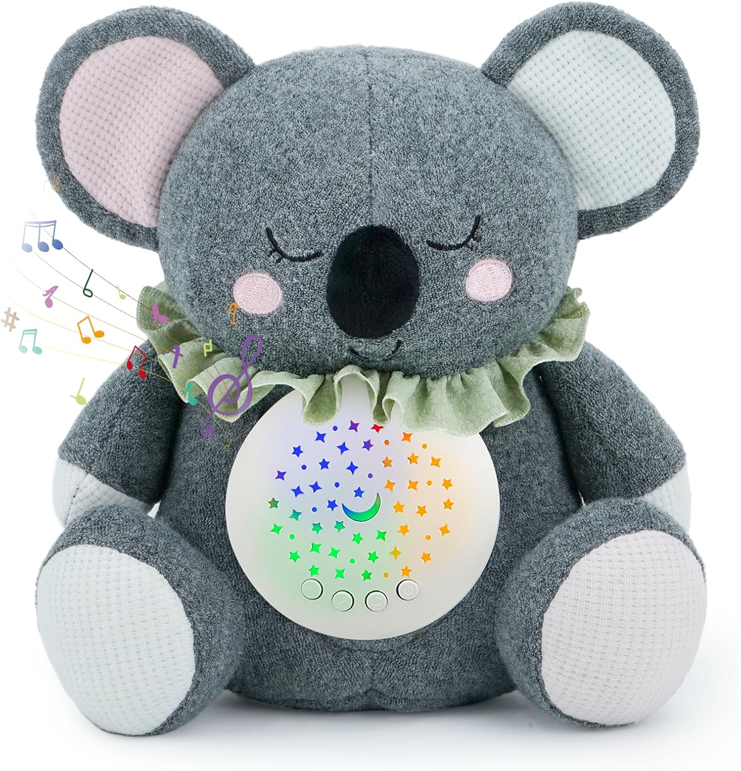 Baby Sleep Soother Bedtime Bear with Night Light Star Projector, Soft Cotton Stuffed Animal Toys for Boys Girls, Lullaby Music, White Noise for Newborn Shower Gifts