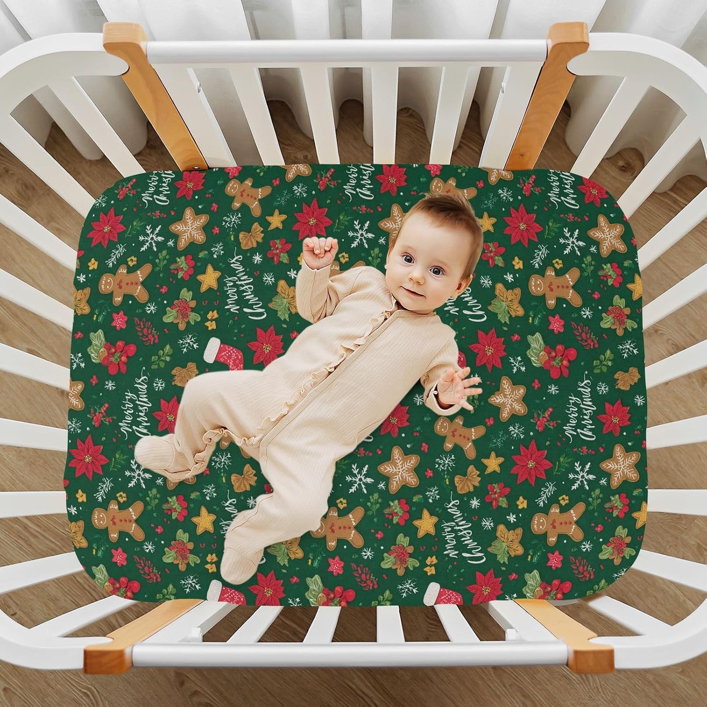 Baby Crib Sheet Cute Goose Flowers Crib Mattress for Boys and Girls Playard Sheet Soft Breathable Fitted Baby Mattress Cover 52x28in