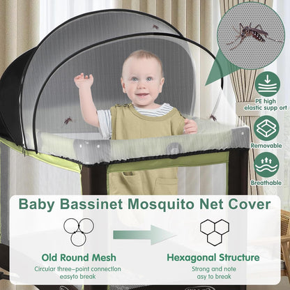 Bassinet Cover for Cats - Blackout Breathable Mosquito Net for Baby Bedside Sleepers & Travel Cribs, 2-Way Zipper Bug Canopy Tent to Block Light & Keep Cats Out (Black-Small)