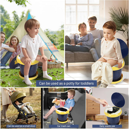 SunnySmile portable, foldable potty seat for toddler, Training Toilet Seat Emergency Toilet for Car, Camping, Outdoor, indoor (grey, small)