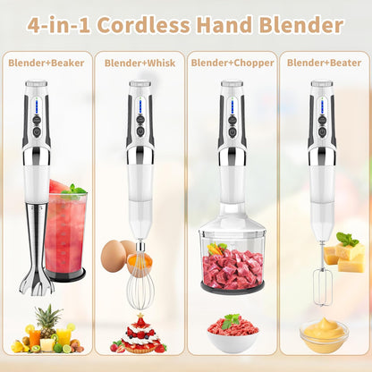 Toogel Cordless Immersion Blender, Electric Hand Blender with 21-Speed & 3-Angle Adjust, USB Rechargeable, BPA-Free & Dishwasher Safe for Baby Food, Smoothies, Soup (Grey)