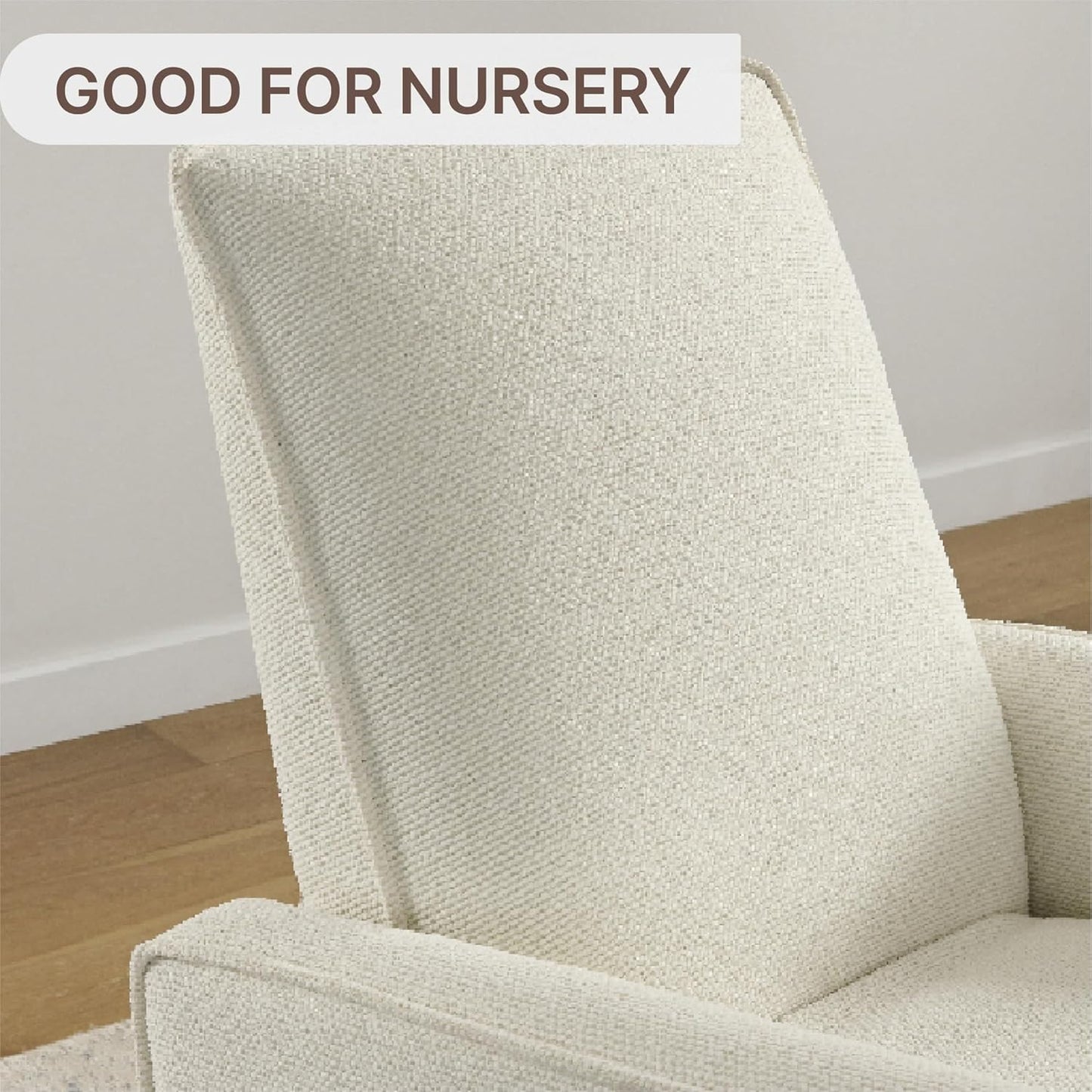 KISLOT Swivel Rocker Recliner Chair, Nursery Glider Recliner with Wood Base Manual Rocking Comfy Upholstered Fabric Reclining Single Sofa for Nursery Bedroom Living Room